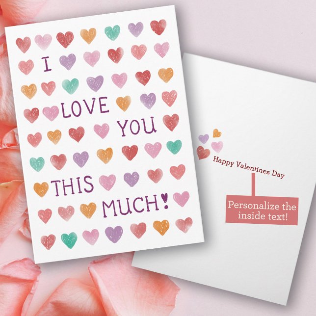 Cute Watercolor Hearts Valentine Day Kort (Skapare uppladdad)