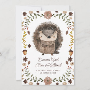 Cute Watercolor Hedgehog Gravid Meddelande
