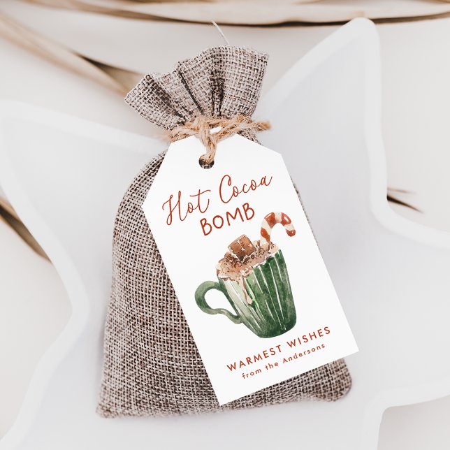 Cute Watercolor Hett Cocoa Bomb Märkre Presentetikett (Skapare uppladdad)