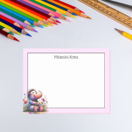 Cute Watercolor Hippo Post-it Block