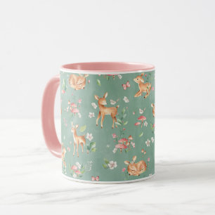 Cute Watercolor Hjort Mönster Mugg