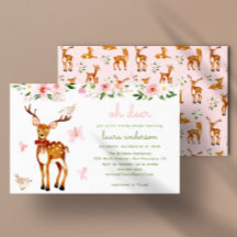 Cute Watercolor Hjort Woodland Baby Shower