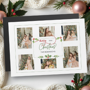Cute Watercolor Holly God jul Multi Photo