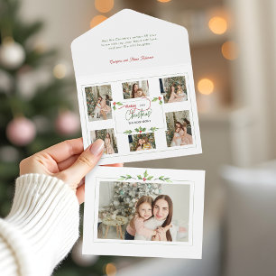 Cute Watercolor Holly God jul Multi Photo