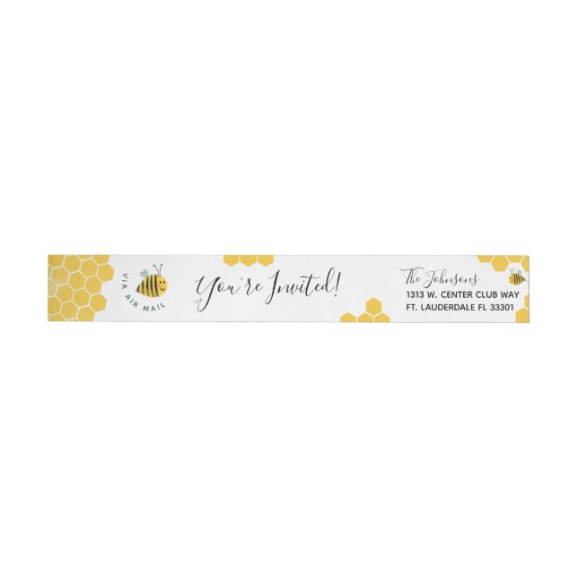 Cute Watercolor Humla och Honeycomb Luft Mail Etikettband (Individual)