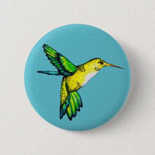Cute Watercolor Hummingbird & White Dots Knapp