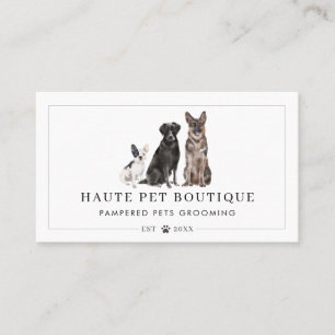 Cute Watercolor Hundar Djuromsorg Grooming & Salon Visitkort