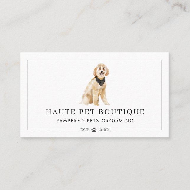 Cute Watercolor Hundar Djuromsorg Grooming & Salon Visitkort (Framsida)