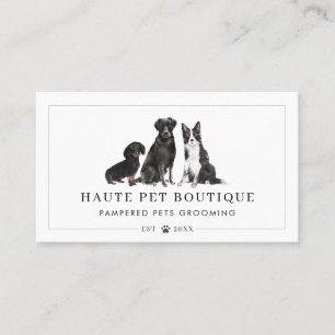 Cute Watercolor Hundar Djuromsorg Grooming & Salon Visitkort