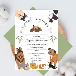 Cute Watercolor Hundar Sage Grönt Baby Shower Inbjudningar