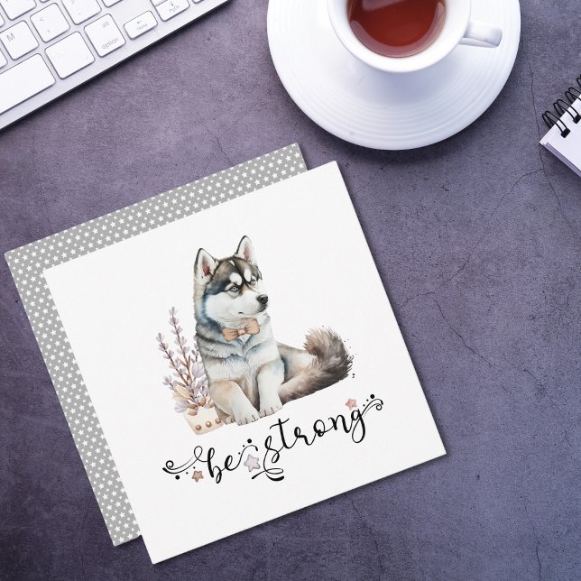 Cute Watercolor Husky är stark kalligrafi Inbjudningar (Skapare uppladdad)