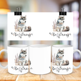 Cute Watercolor Husky är stark kalligrafi Kaffemugg