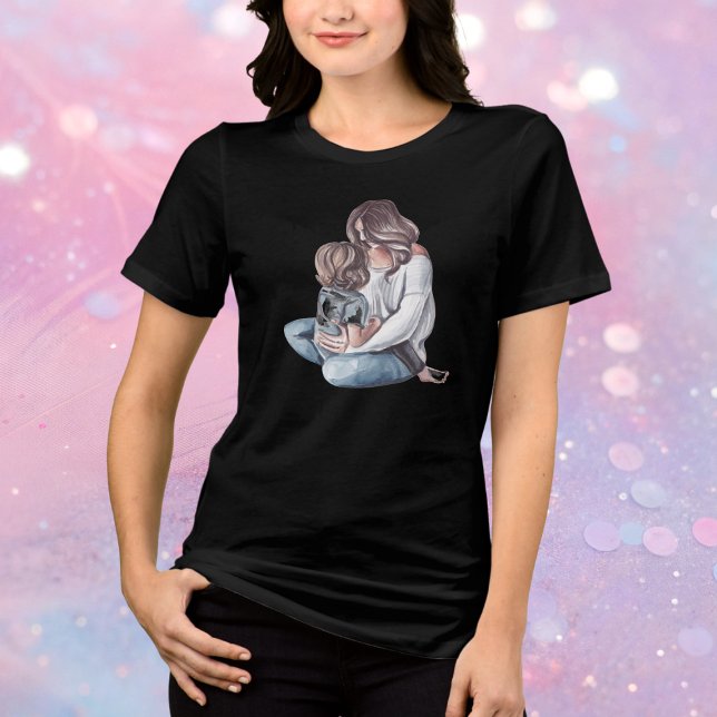 Cute Watercolor i mamma laps T Shirt (Skapare uppladdad)