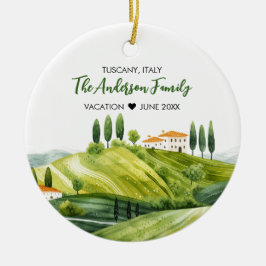 Cute Watercolor Illustration of Toskana Italien Julgransprydnad Keramik