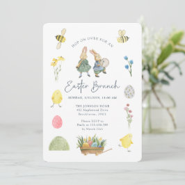 Cute Watercolor, Ilustrative Påsk Brunch Inbjudningar
