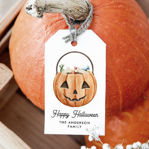 Cute Watercolor Jack-O-Lantern Halloween Presentetikett