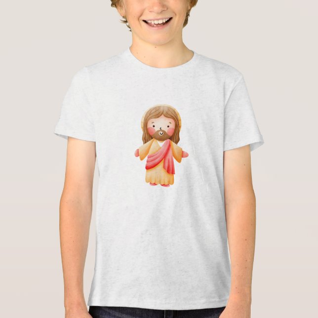 Cute Watercolor Jesus Christ Sacred Heart Illustra T Shirt (Framsida)