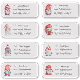 Cute Watercolor jul Gnomes Gift Märkre Sticker Klistermärken
