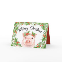 Cute Watercolor jul Gris och Berries