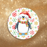 Cute Watercolor jul Penguin och Snöflingor Runt Klistermärke<br><div class="desc">Julpenguin och snöflingor-klistermärken i kallt vatten. Lägg till en söt festiativ beröring leksak i våra julkortskuvert eller presentsäckar.</div>