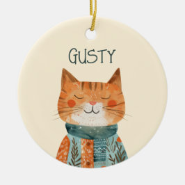 Cute Watercolor Kattdjur Art Cat Photo Julgransprydnad Keramik