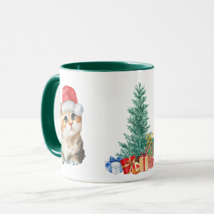 Cute Watercolor kattunge Santa Santa party C Mugg