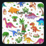 Cute Watercolor Kids' Birthday Dinosaur Tack Fyrkantigt Klistermärke<br><div class="desc">Cute Watercolor Kids' Birthday Dinosaur Tack Classic Round Sticker We kärlek dinosaurs and dinosauauer-themed party! Det är därför vi skapat roligtens dinosauridekal,  perfekt för ditt barns nästa födelsedagsfest eller för babyduschpresentemballering. Anpassa den med dina barn namn,  initialer eller monogram till kostym.</div>