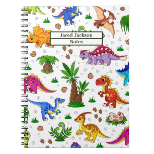 Cute Watercolor Kids' Mönster Dinosaur Anteckningsbok