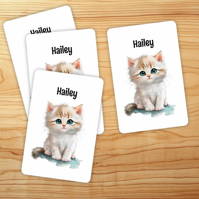 Cute Watercolor Kitten Play Cards Casinokort (Skapare uppladdad)