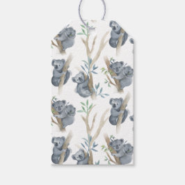 Cute Watercolor Koala Family Presentetikett