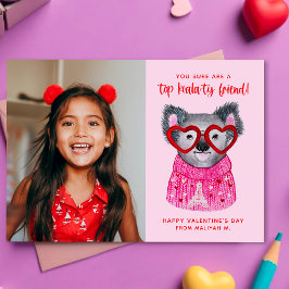 Cute Watercolor Koala Kids Photo Valentine Card Anteckningskort