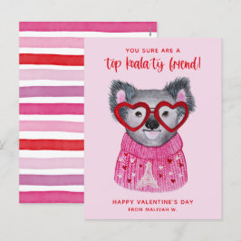 Cute Watercolor Koala Kids Postcard Storlek Valent Helg Vykort
