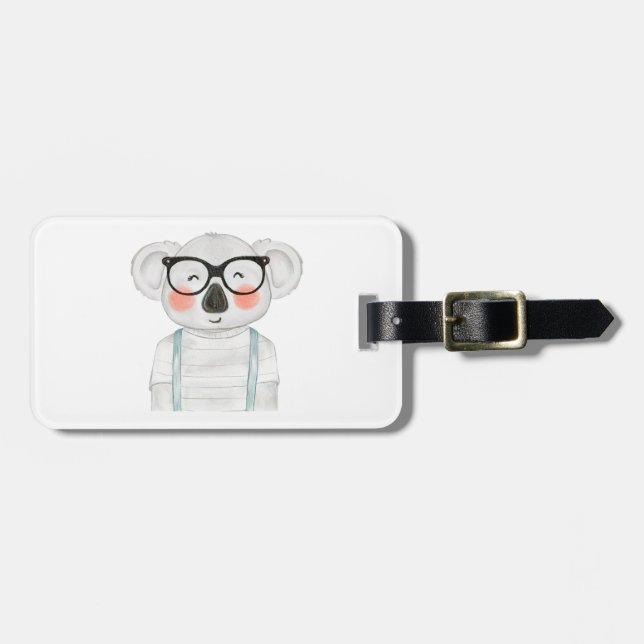 Cute Watercolor Koala with Glasses Bagagebricka (Horisontell Framsida)