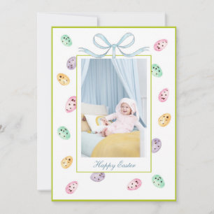 Cute Watercolor-kort med Påskägg med foto Meddelande