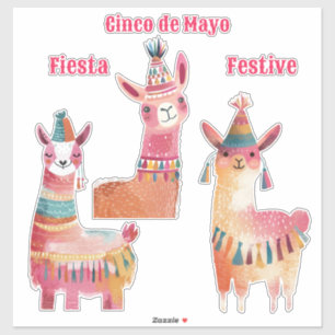 Cute Watercolor Lama Illustrations Cinco de Mayo Klistermärken