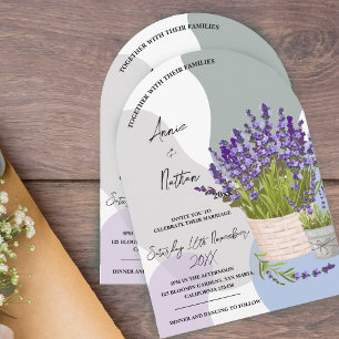 Cute Watercolor Lavender Stems i Basket Bröllop Inbjudningar