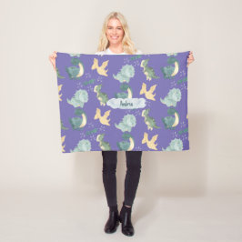 Cute Watercolor Light Lila Dinosaur Fleecefilt