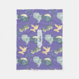 Cute Watercolor Light Lila Dinosaur Fleecefilt