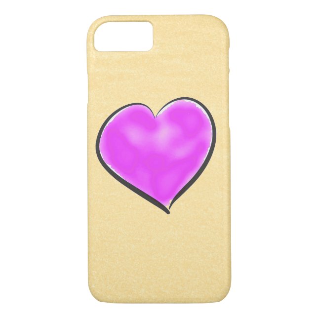 Cute Watercolor Lila Heart Case-Mate iPhone Skal (Baksida)