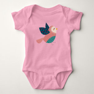 Cute Watercolor Little Bird Tecknad Baby T Shirt