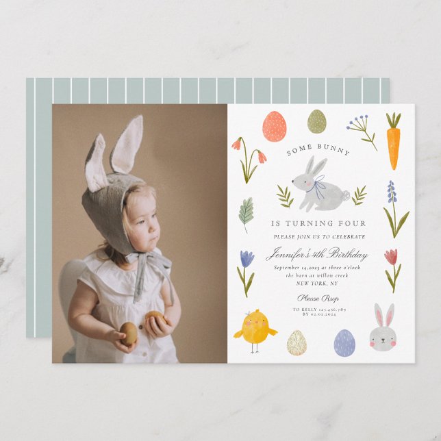 Cute Watercolor Little Bunny Carrot Birthday Inbjudningar (Skapare uppladdad)