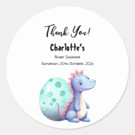 Cute Watercolor Little Dinosaur Baby Shower Runt Klistermärke