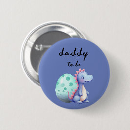 Cute Watercolor Little Dinosaur Pappa-to-be-Button Knapp