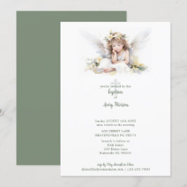 Cute Watercolor Little Girl Angel Kor Baptism Inbjudningar