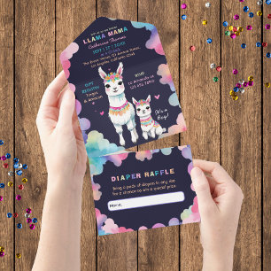 Cute Watercolor Llama Mamma mexican Baby Shower