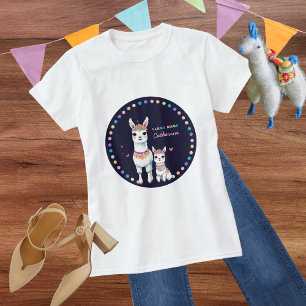 Cute Watercolor Llama Mamma mexican Baby Shower T Shirt