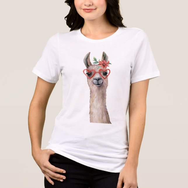 Cute Watercolor Llama T Shirt (Framsida)