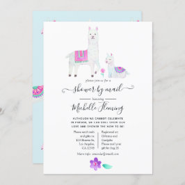 Cute Watercolor Llama thema Baby Shower by Mail Inbjudningar