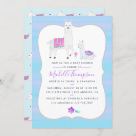 Cute Watercolor Llama thema Baby Shower Inbjudan