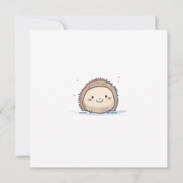 Cute Watercolor Lycklig Hedgehog Julkort (Framsida)